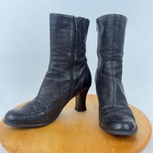 Vintage Y2K Victorian Steampunk Goth Style MOLKA Leather Boots Davos Gomma Sz38